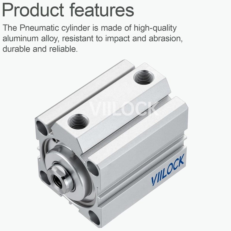 VIILOCK Pneumatic Air Cylinder 50mm Bore 50mm Stroke, Thin Air Cylinder Double Action Hydraulic Cylinders SDA 50 X 50 - Image 2